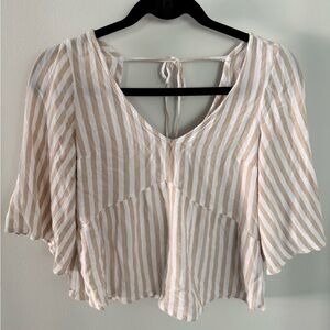 Hollister Beige and White Striped Blouse